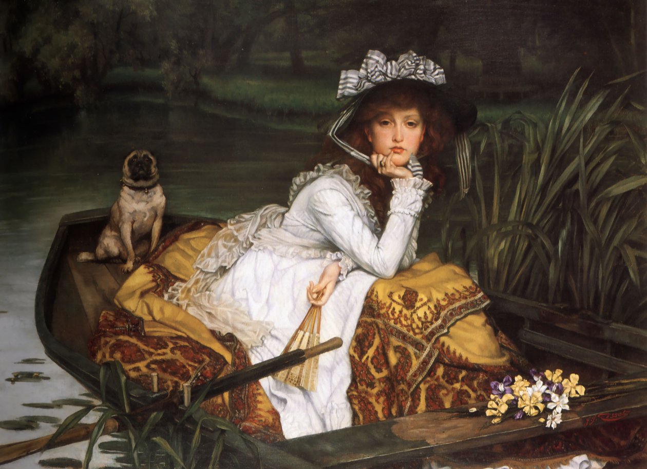 Ung dam i en båt av James Jacques Joseph Tissot