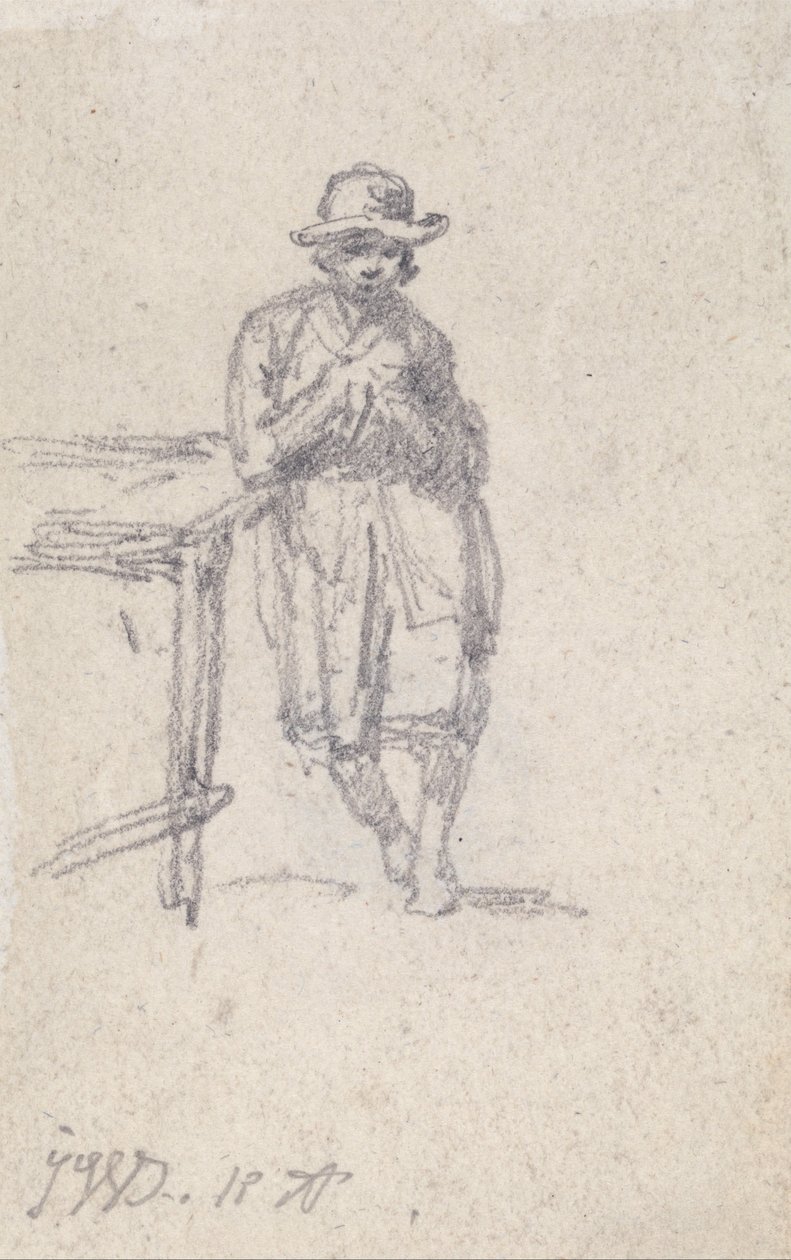 A Boy Leaning against a Table av James Ward