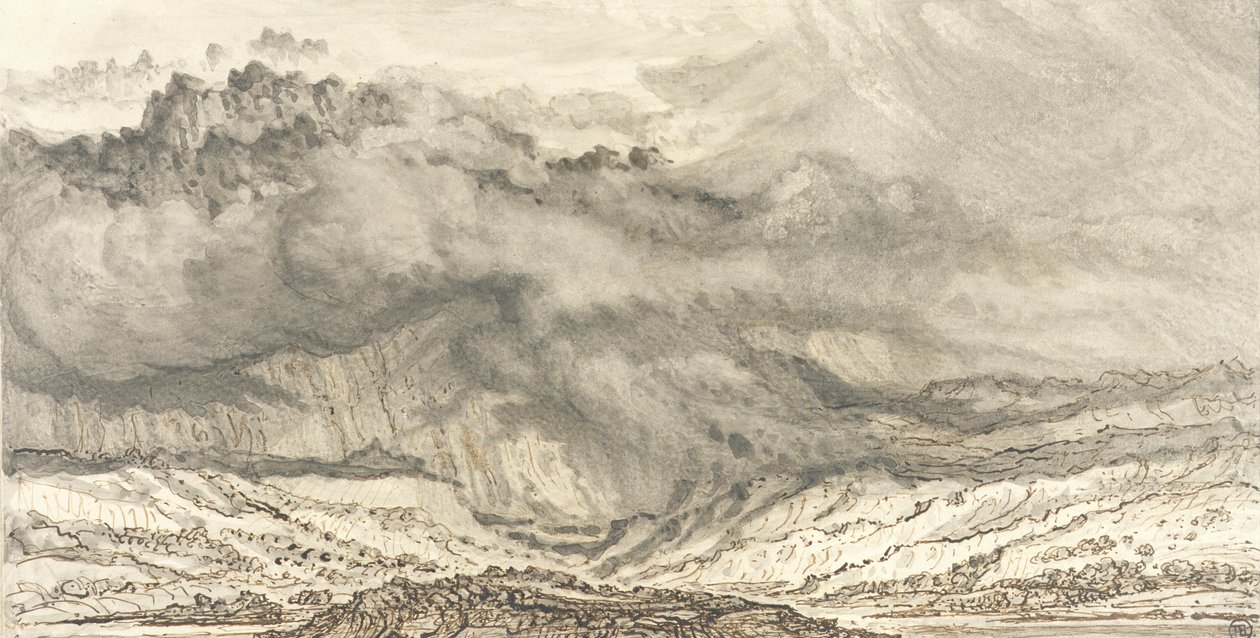 Snowdon, An Approaching Storm, 1853 (pen og grå vask på papir) svensk av James Ward