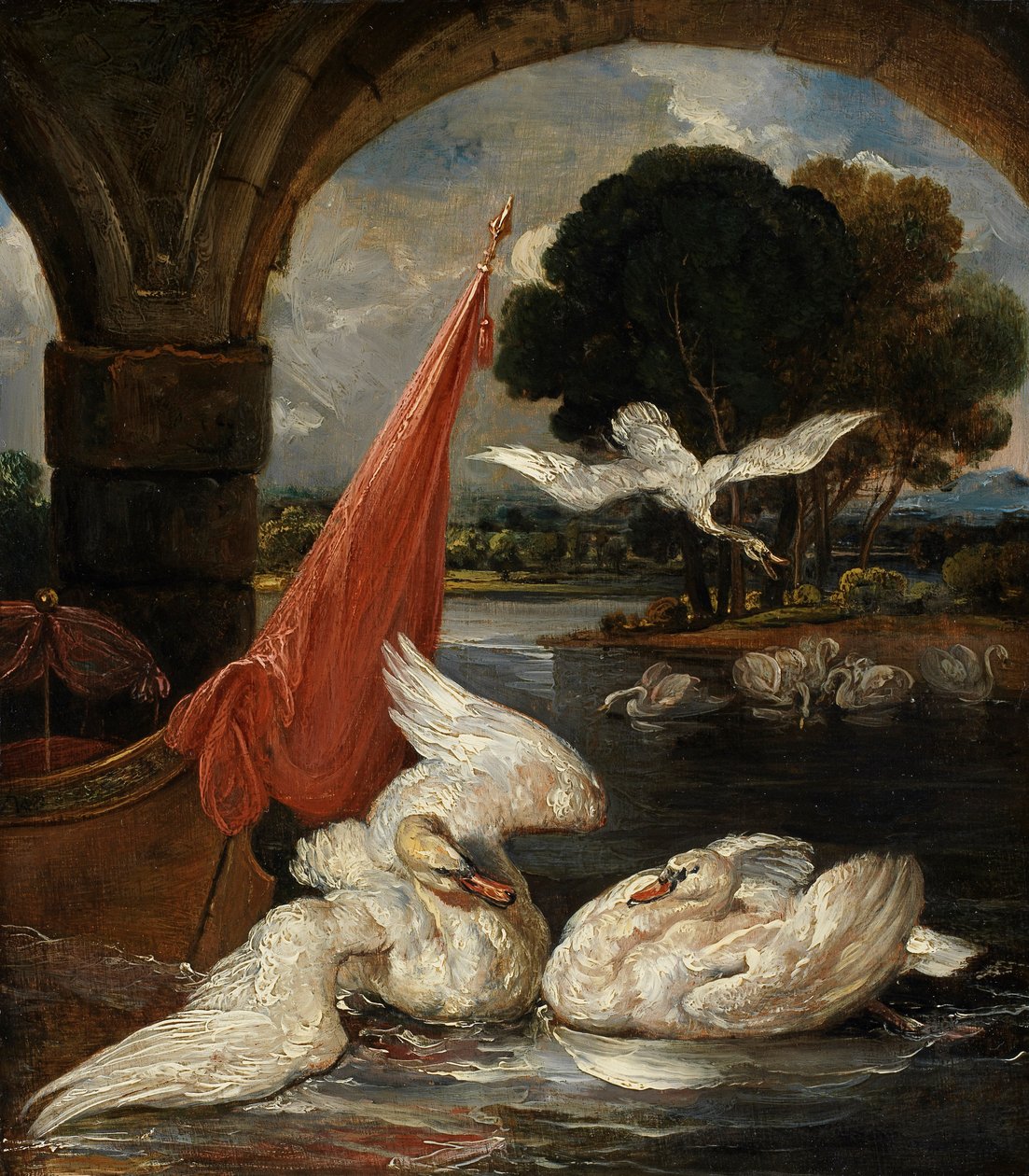 The Descent of the Swan, illustration för "The Social Day" av Peter Coxe av James Ward