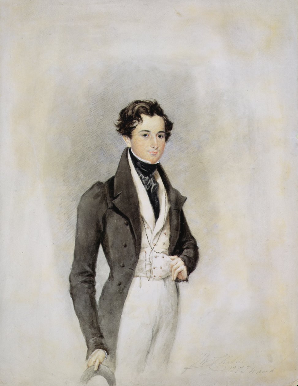 Porträtt av en elegant gentleman, ca 1825 (wc på papper) av James Warren Childe