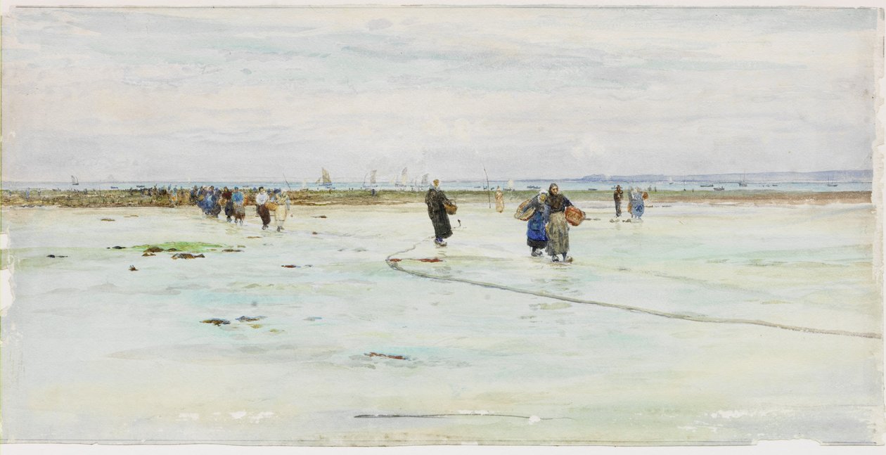 Fisherwomen on the Shore (akvarell på papper) av James Webb