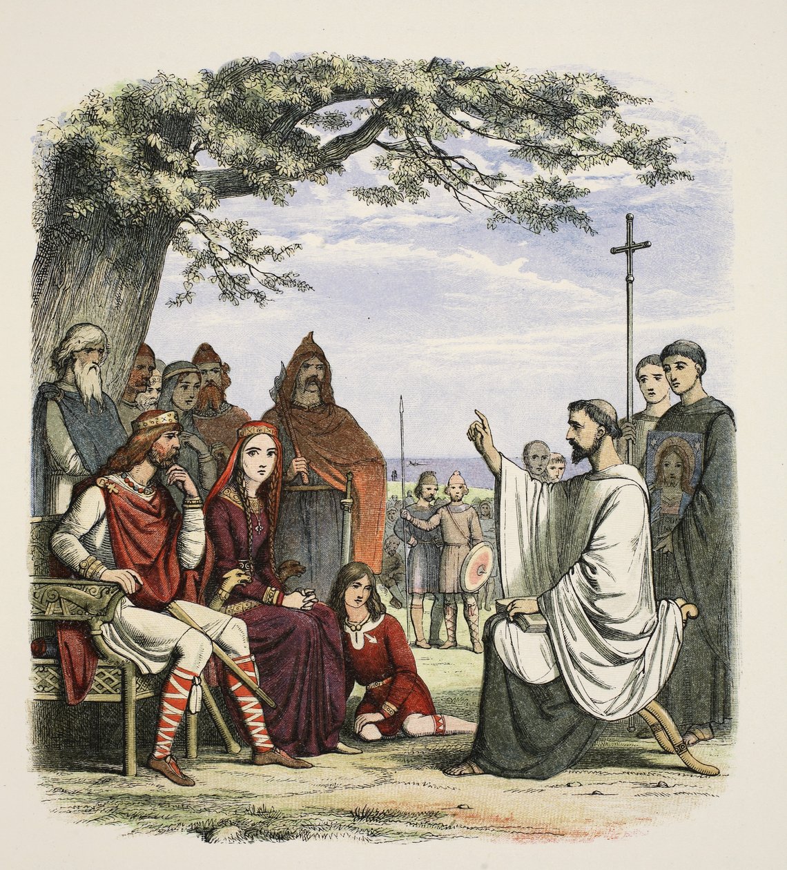 Augustine predikar inför kung Ethelbert, 597 AD, från A Chronicle of England BC 55 till AD 1485, pub. London, 1863 av James William Edmund Doyle