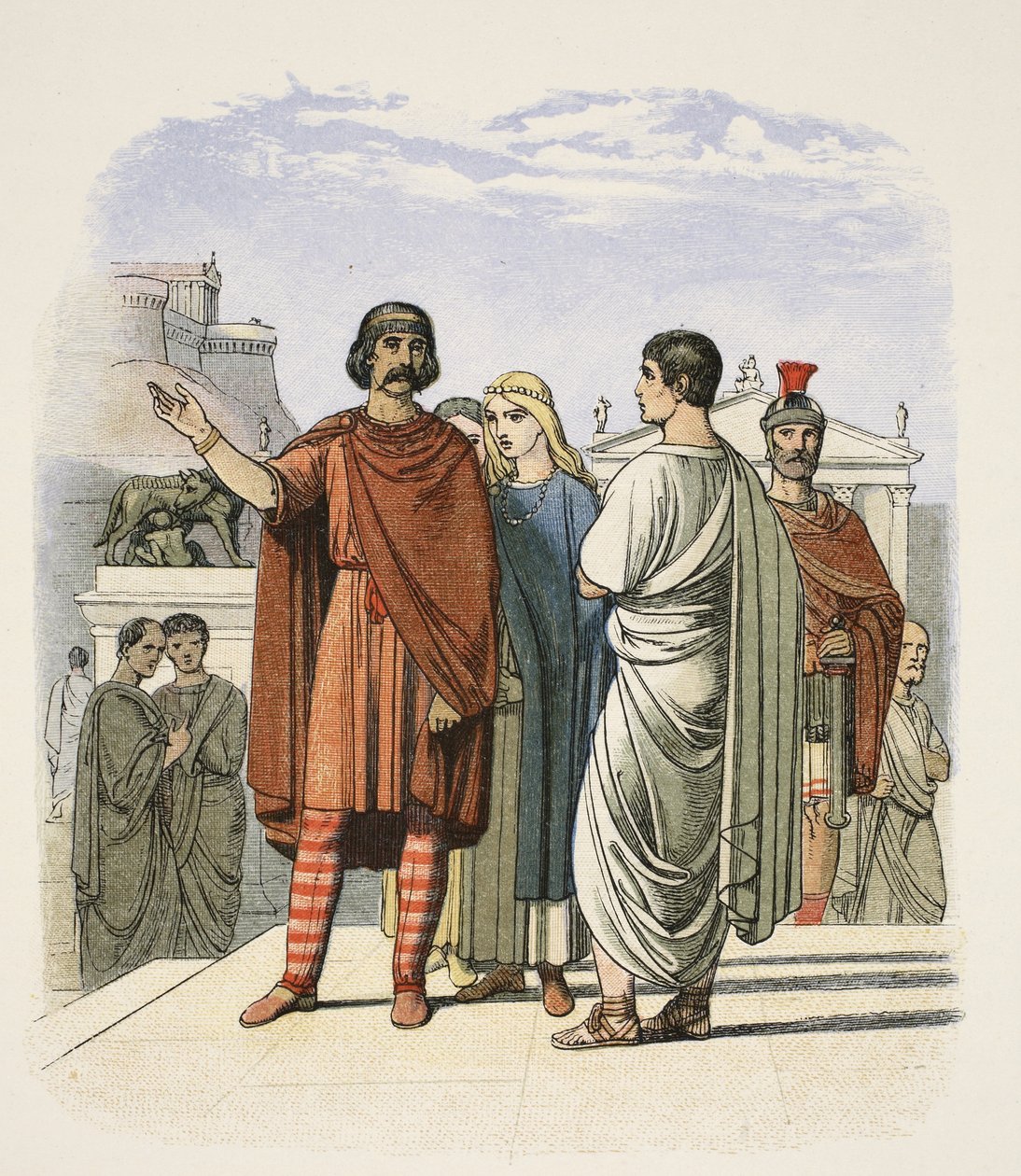 Caractacus i Rom år 52 e.Kr., från A Chronicle of England BC 55 till AD 1485, pub. London, 1863 av James William Edmund Doyle
