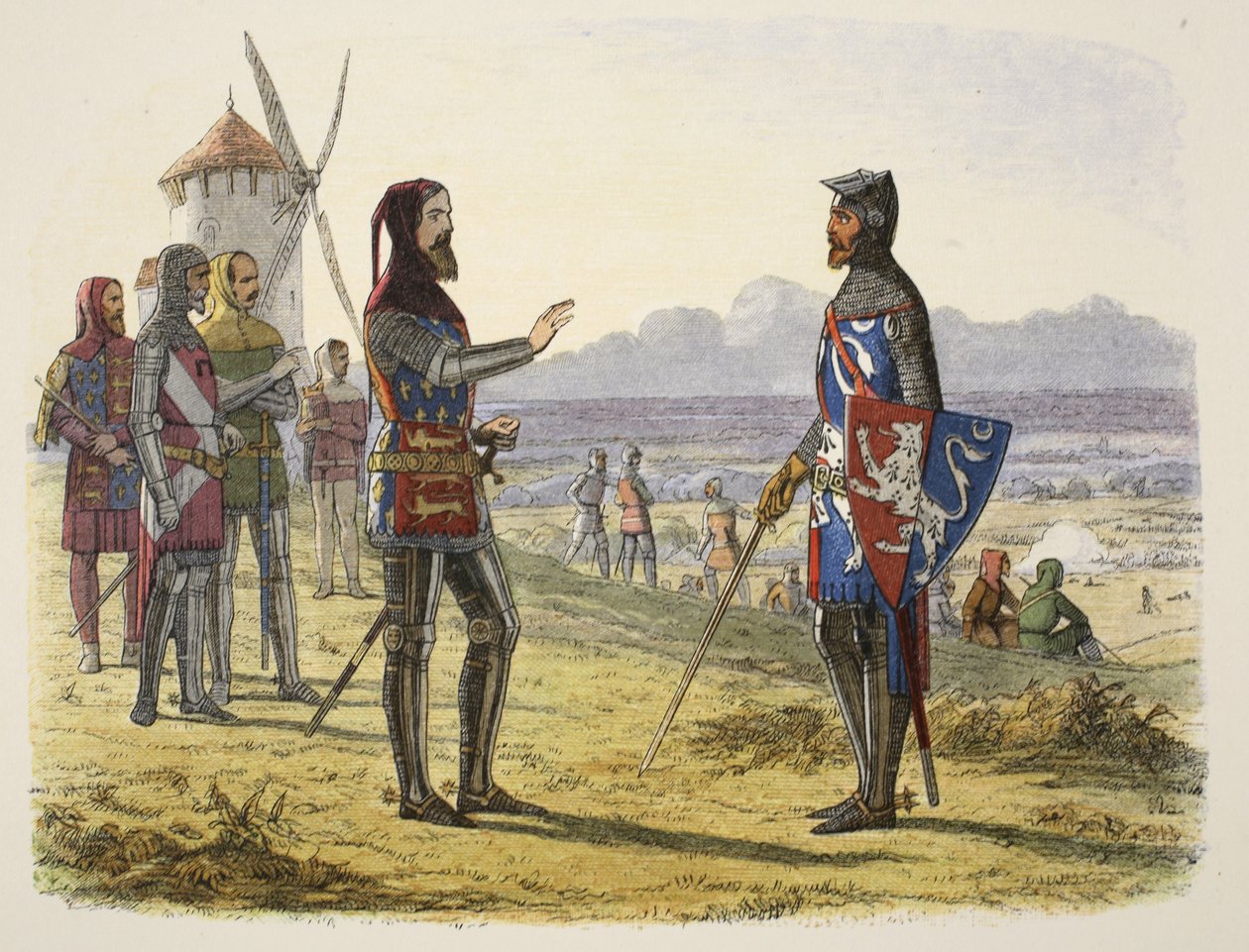 Edward vägrar hjälpa sin son i Crécy, från A Chronicle of England BC 55 till AD 1485, pub. London, 1863 av James William Edmund Doyle