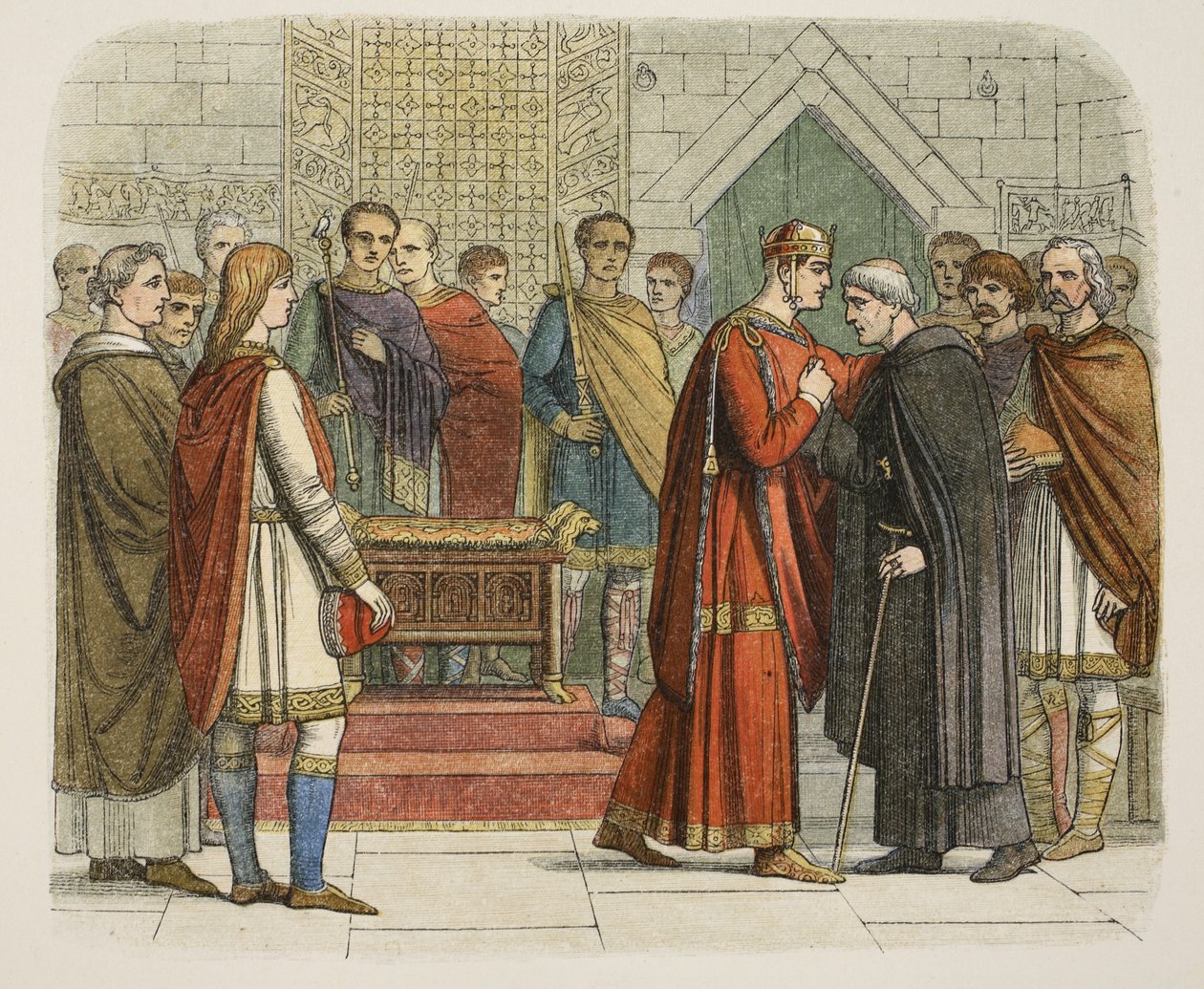 Kung Vilhelm I uppvaktar de engelska ledarna år 1067, från A Chronicle of England BC 55 to AD 1485, pub. London, 1863 av James William Edmund Doyle