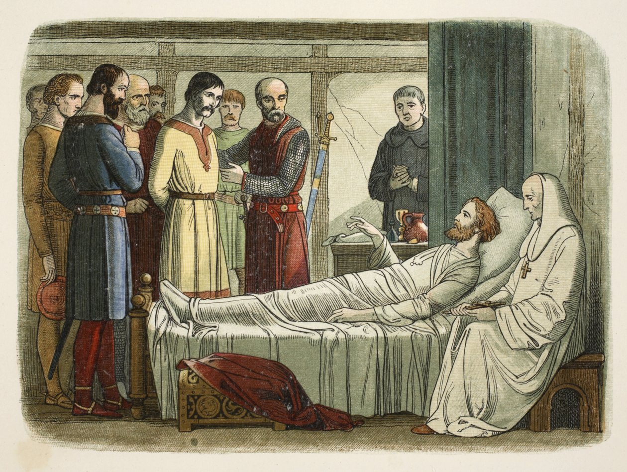 Richard benådar bågskytten som sköt honom, från A Chronicle of England BC 55 to AD 1485, pub. London, 1863 av James William Edmund Doyle