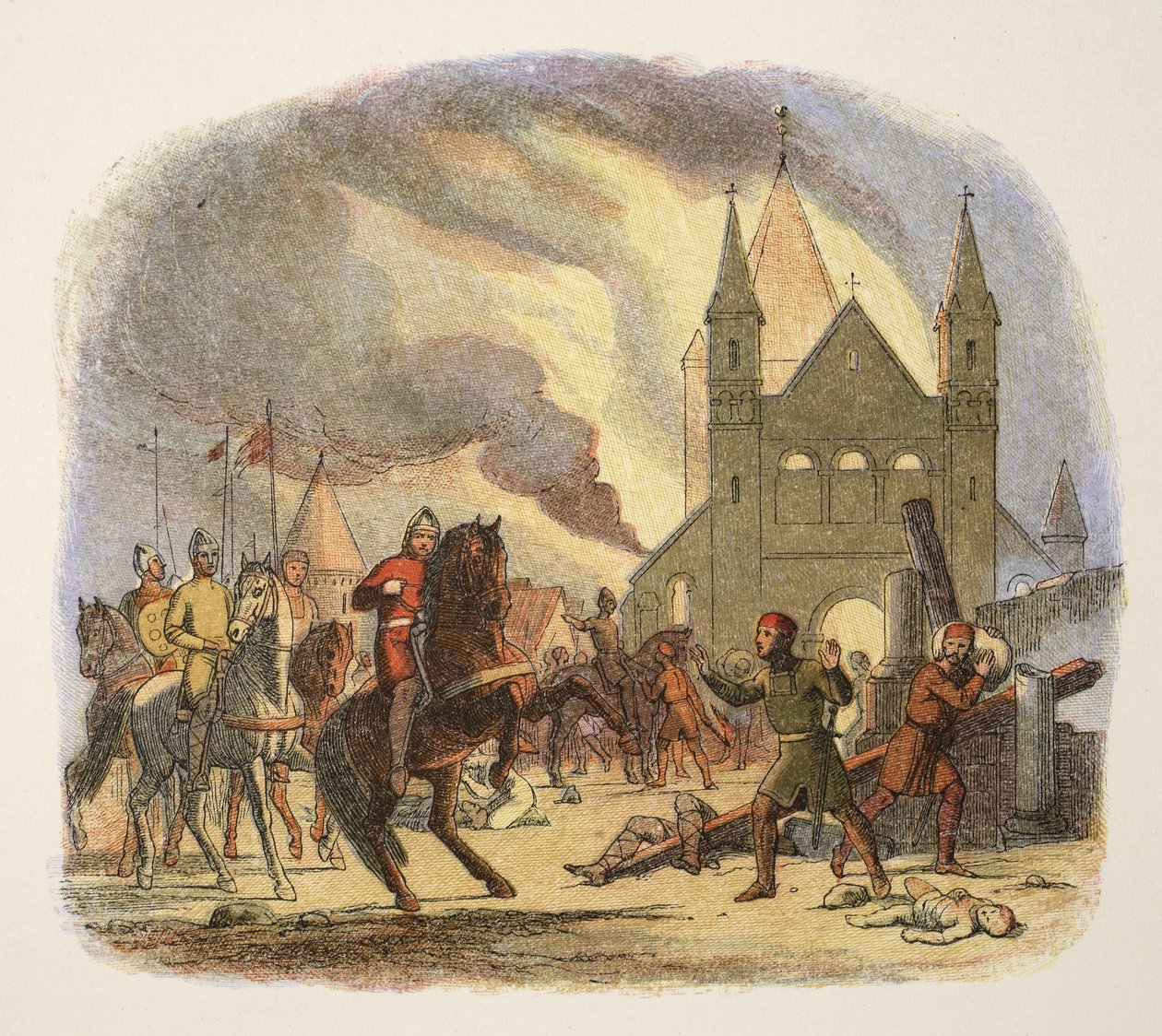 Vilhelm I får en dödlig skada i Mantes, Frankrike, 1087, från A Chronicle of England BC 55 to AD 1485, publicerad av A Chronicle of England BC 55 to AD 1485. London, 1863 av James William Edmund Doyle