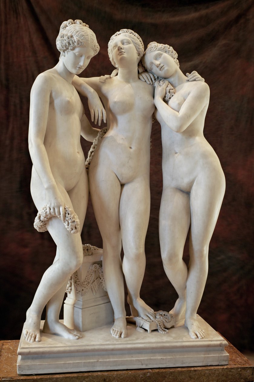 Les Trois Graces - de tre gracerna, Salong 1831 ... av James (1790 1852) Pradier