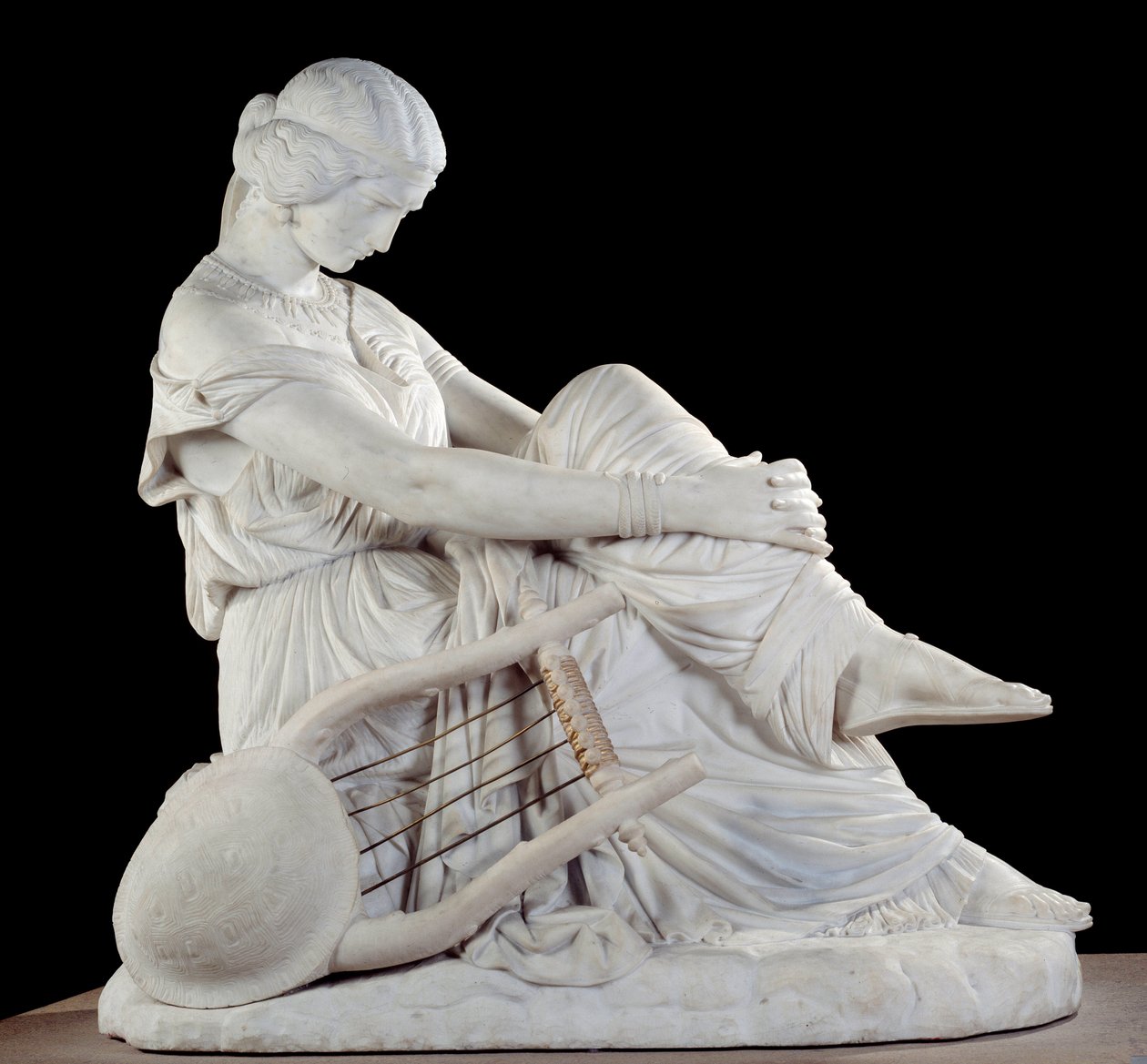 Sapho (eller Sappho, 700-talet f.Kr.), grekisk poet från antiken. Marmorskulptur av James Pradier (1790-1852) av James Pradier