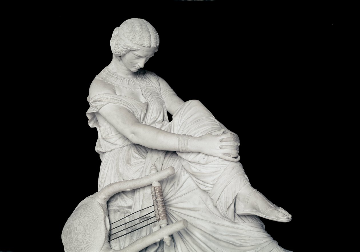 Sapho (eller Sappho, 700-talet f.Kr.), grekisk poet från antiken. Marmorskulptur av James Pradier (1790-1852) av James Pradier