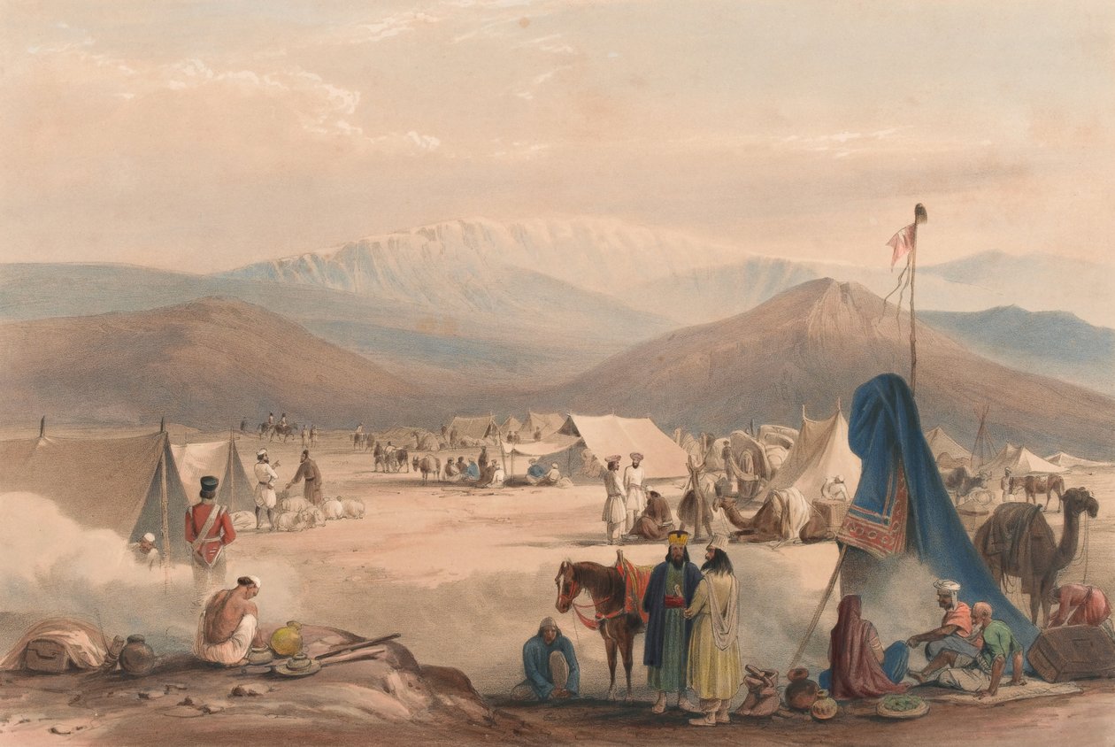 "Lägret vid Dadur, med ingången till Bolan-passet" av James (after) Atkinson