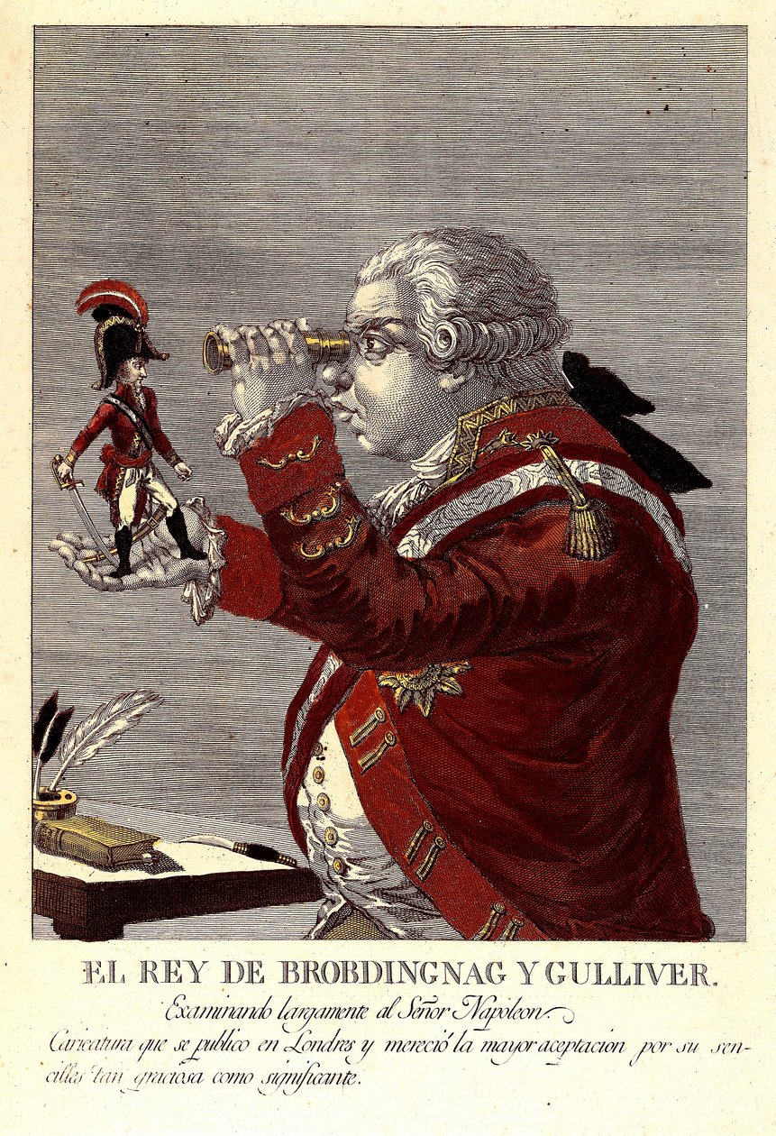 Kungen av Brobdingnac och Gulliver av James (after) Gillray