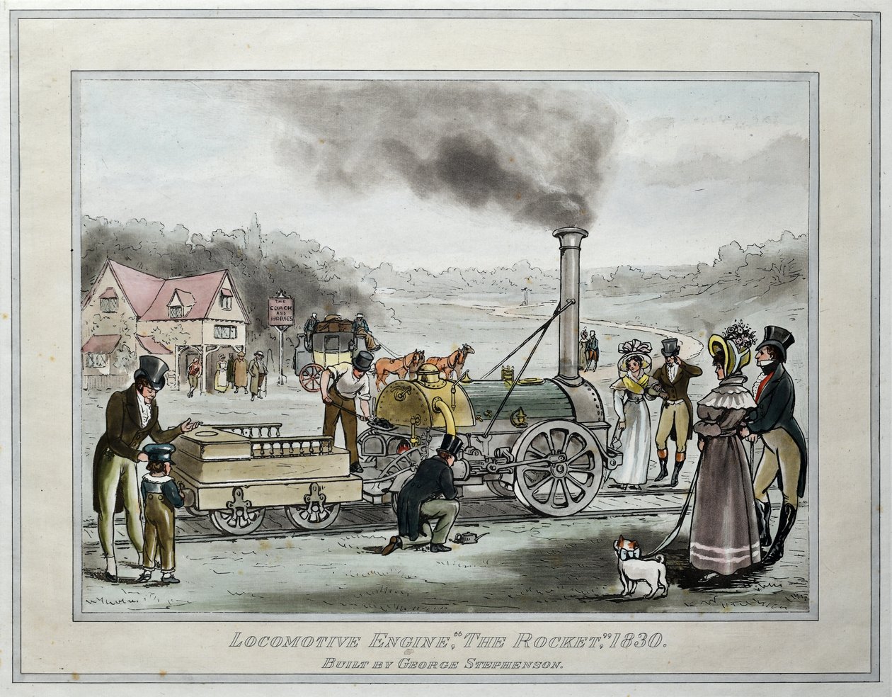 Lokmotor, "The Rocket," byggd av George Stephenson av James (after) Naysmith
