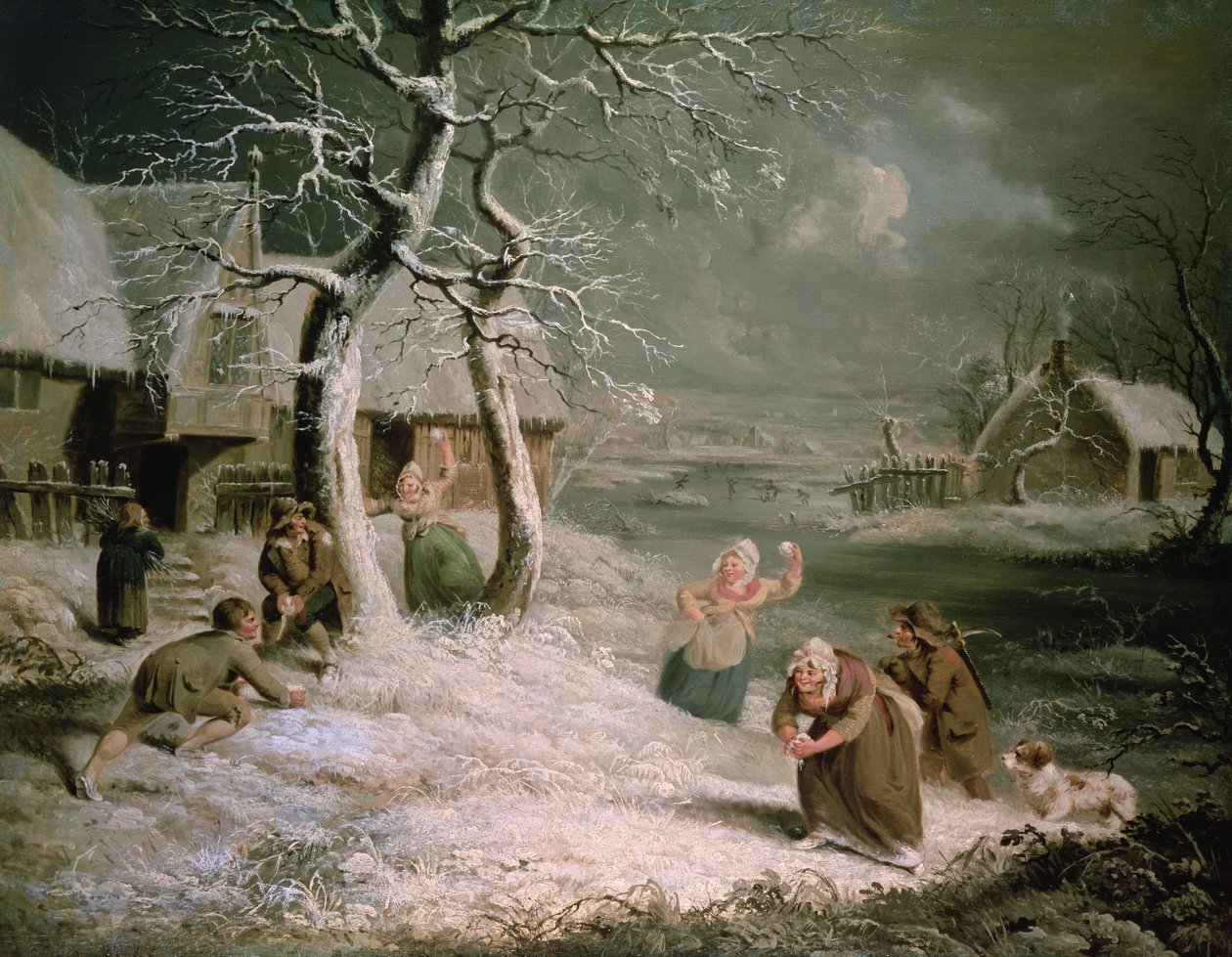 Peasants Snowballing, ca 1790 (olja på duk) av James (attr. to) Ward