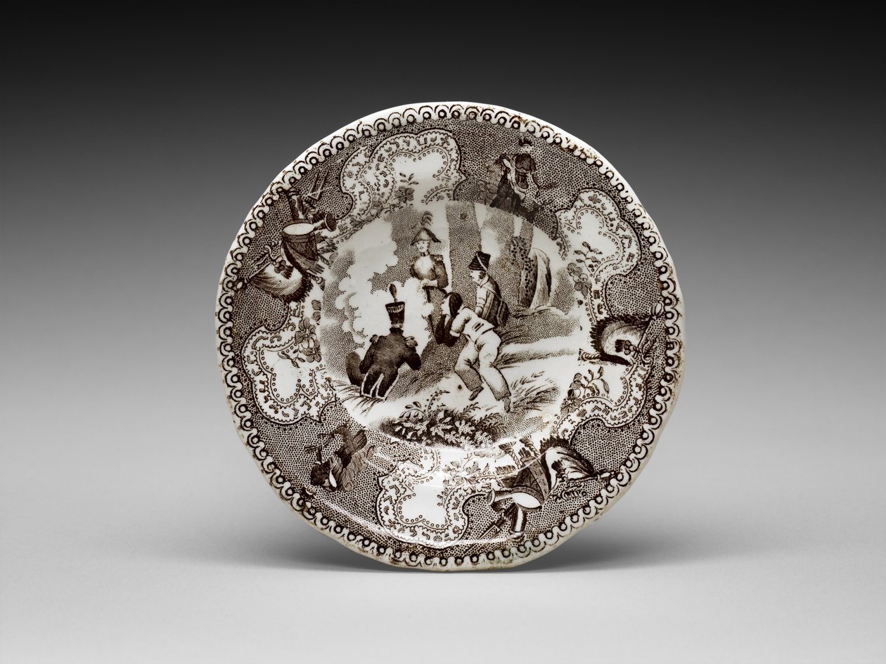 Koppstallrik, ca. 1837-1856 (blyglaserat lergods med transfertryck) av James (attr.to) Beech