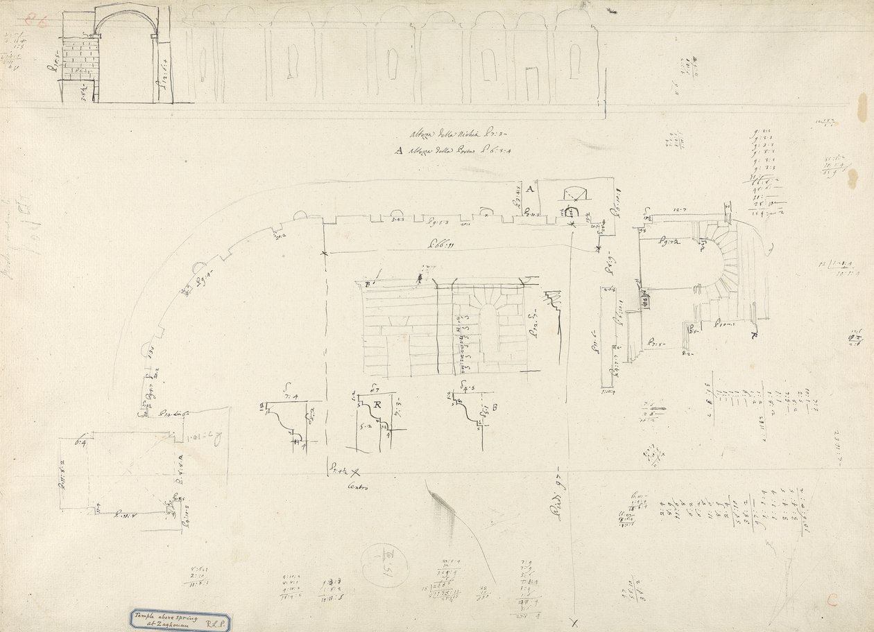 Detaljer om templet ovanför våren i Zaghouan (penna och bläck med grafit på papper) av James 1730 94 Bruce
