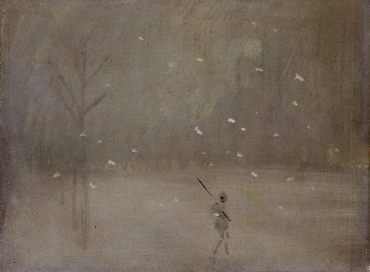 Snowstorm (olja på duk) av James Abbott McNeill (after) Whistler