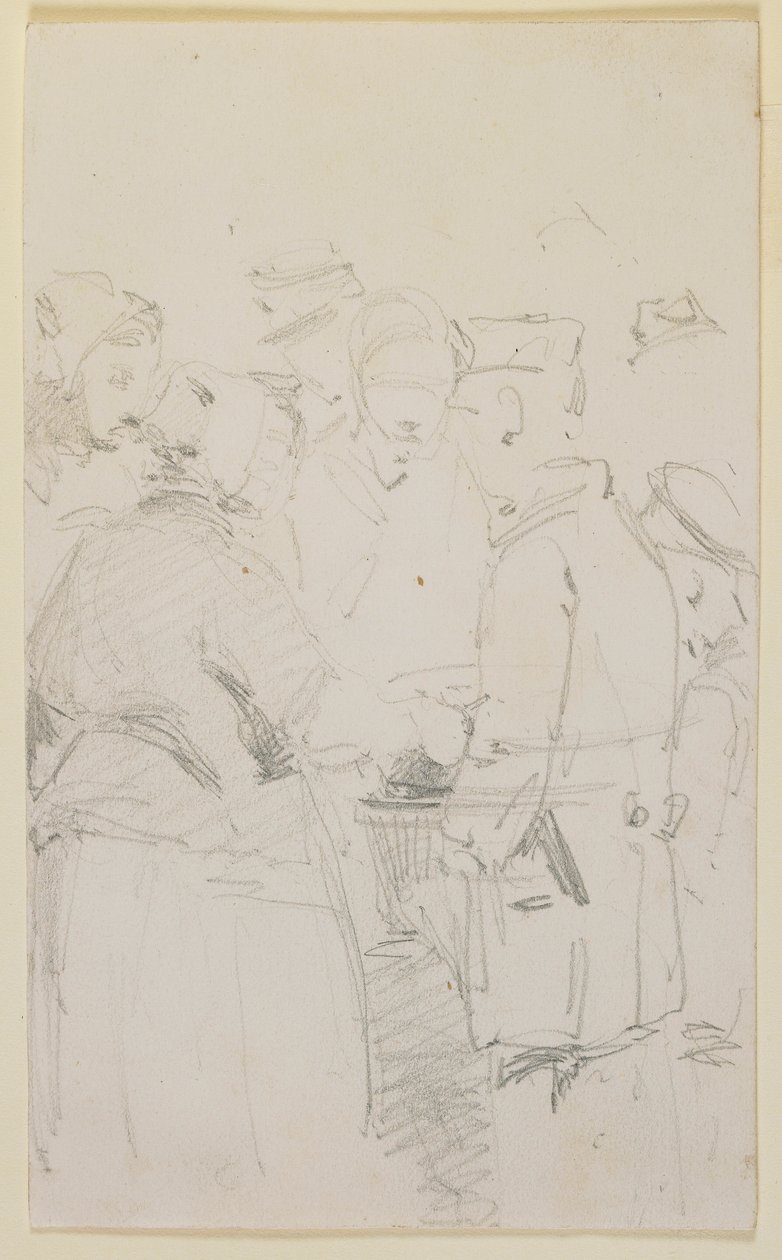 En grupp av figurer runt en brazier, 1858. av James Abbott McNeill Whistler
