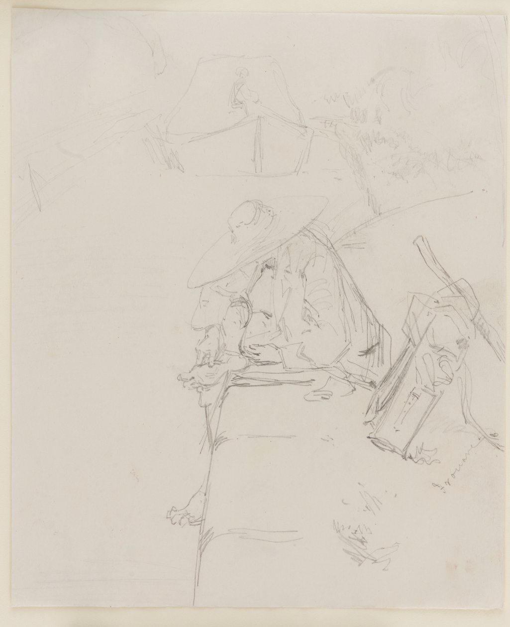 En man som satt på kanten av en vägg, 1858. av James Abbott McNeill Whistler