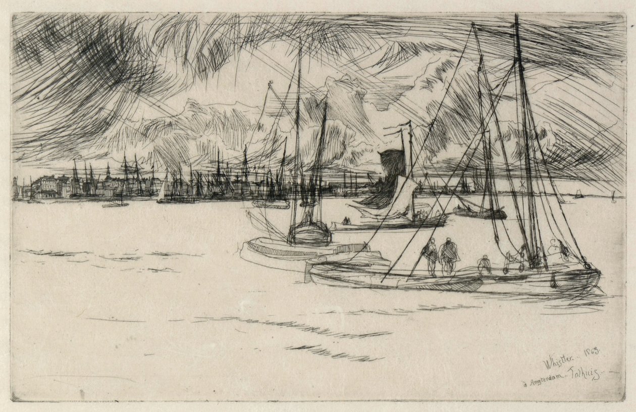 Amsterdam från Tolhuis av James Abbott McNeill Whistler