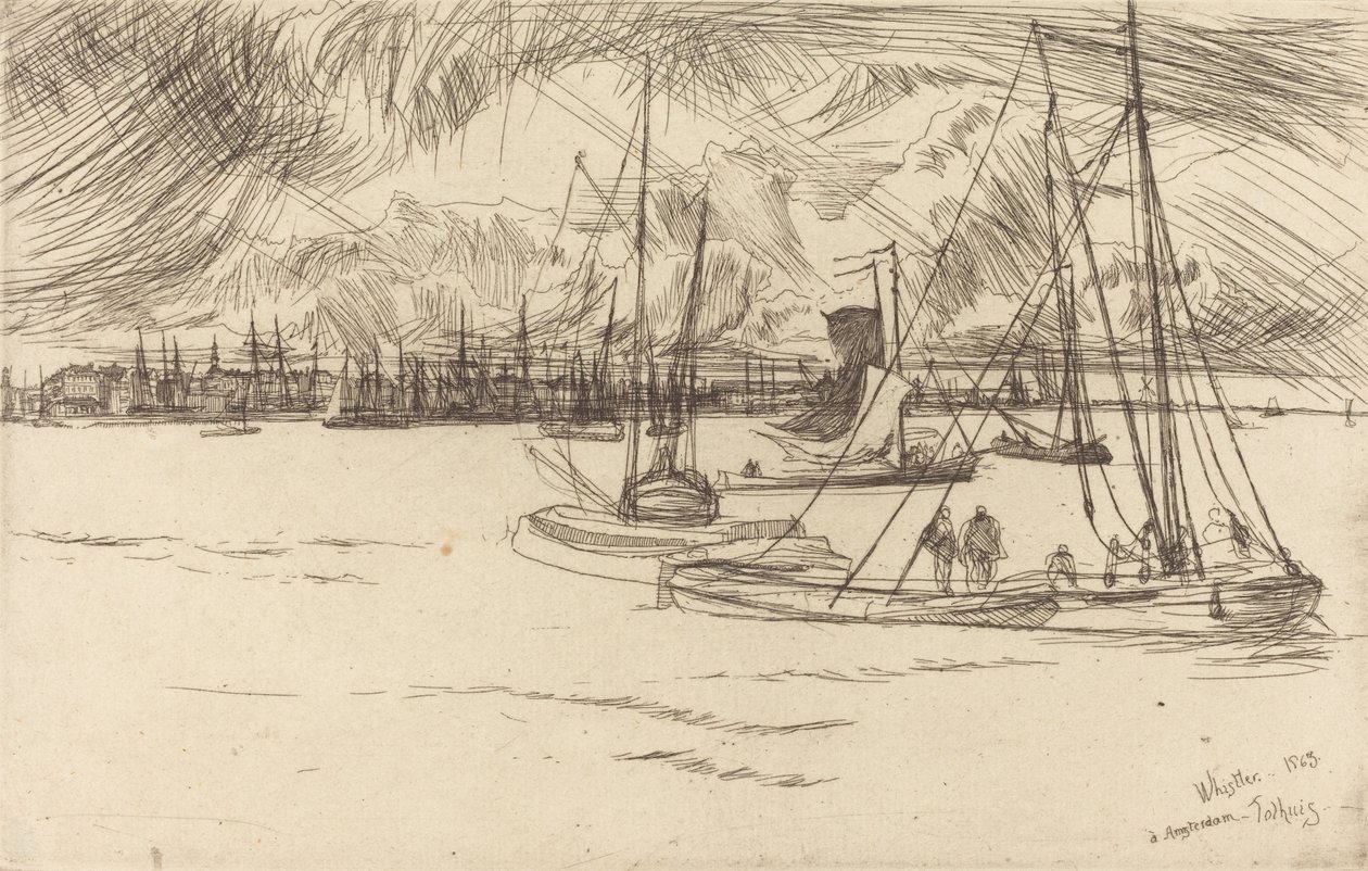 Amsterdam från Tolhuis, 1863. av James Abbott McNeill Whistler