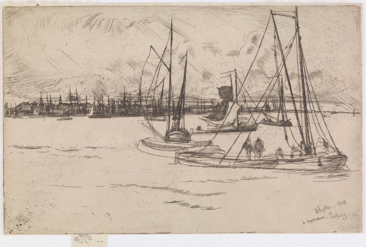 Amsterdam, från Tolhuis, 1863. av James Abbott McNeill Whistler