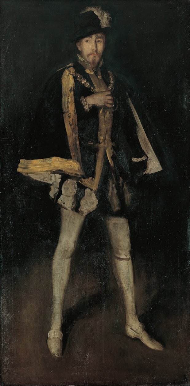 Arrangemang i svart, nr 3: Sir Henry Irving som Filip II av Spanien, 1876, omarbetad 1885. av James Abbott McNeill Whistler