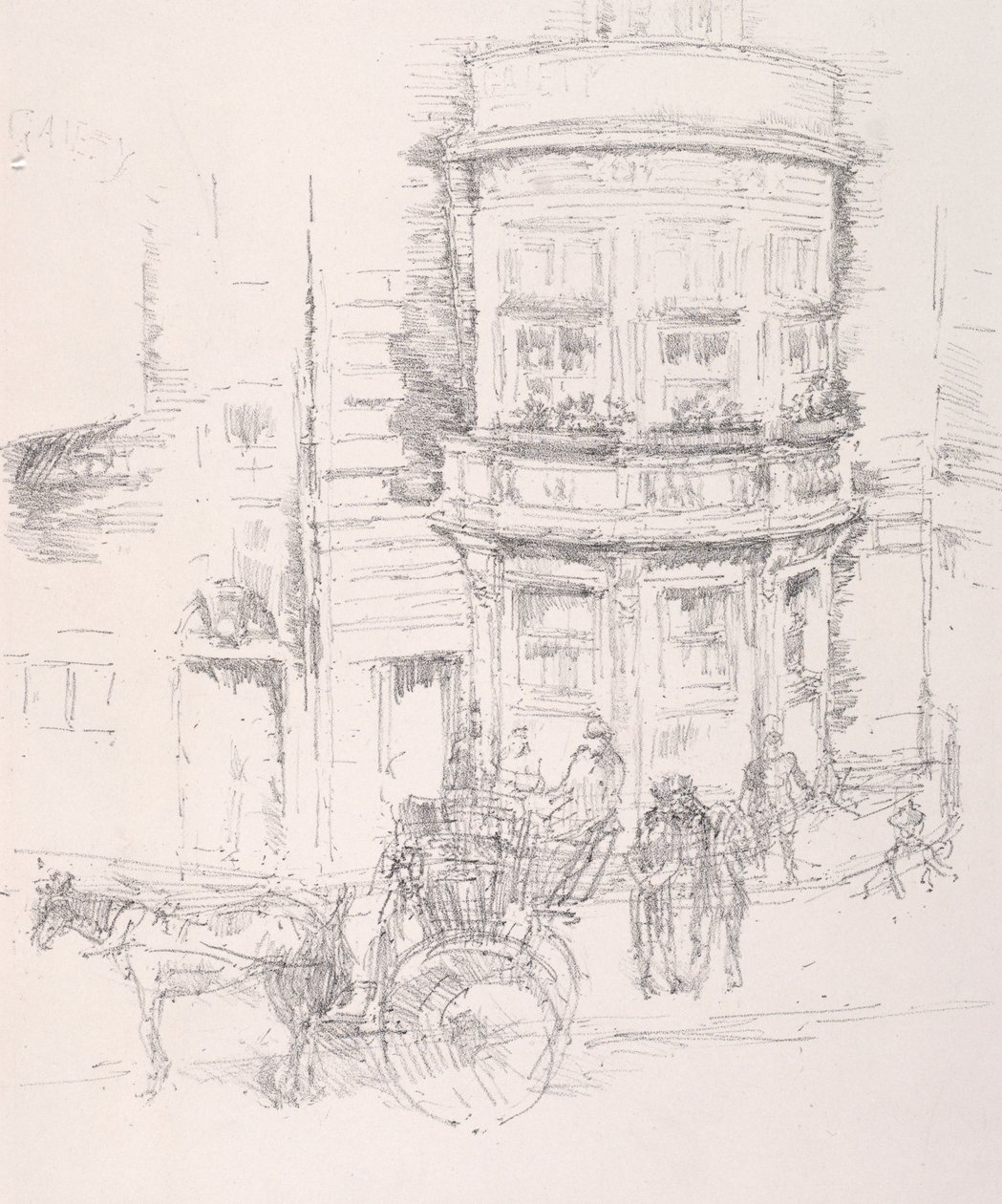 Baksidan av The Gaiety Theatre. av James Abbott McNeill Whistler