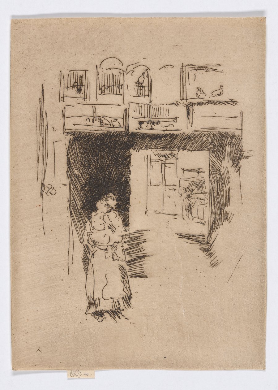 Bird Shop-Seven Dials, ca 1886-88 (etsning; bläck på papper) av James Abbott McNeill Whistler