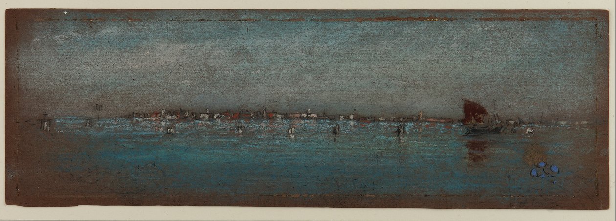 Blått och silver - Öarna, Venedig, 1879-80 (pastell på brunt papper) av James Abbott McNeill Whistler