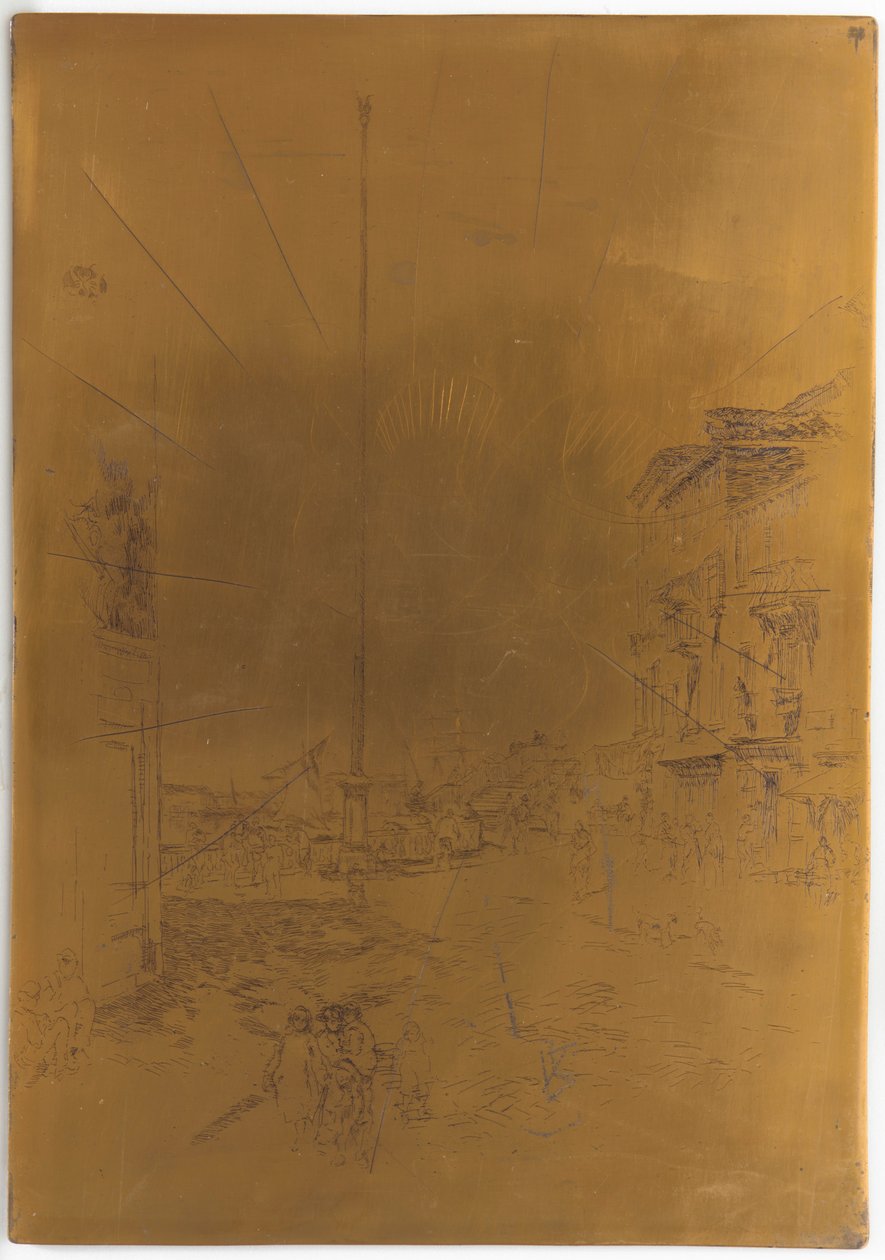 Inställd tryckplåt för den lilla masten, 1879-1880. av James Abbott McNeill Whistler
