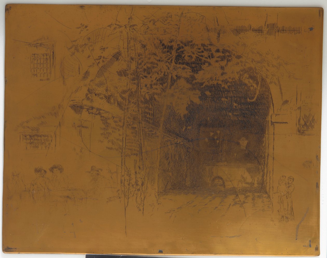 Annullerad tryckplåt för The Traghetto, nr 2, 1879-1880. av James Abbott McNeill Whistler