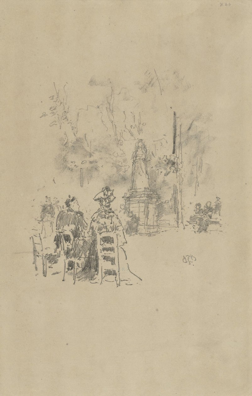 Samtal under statyn, Luxembourgträdgården av James Abbott McNeill Whistler