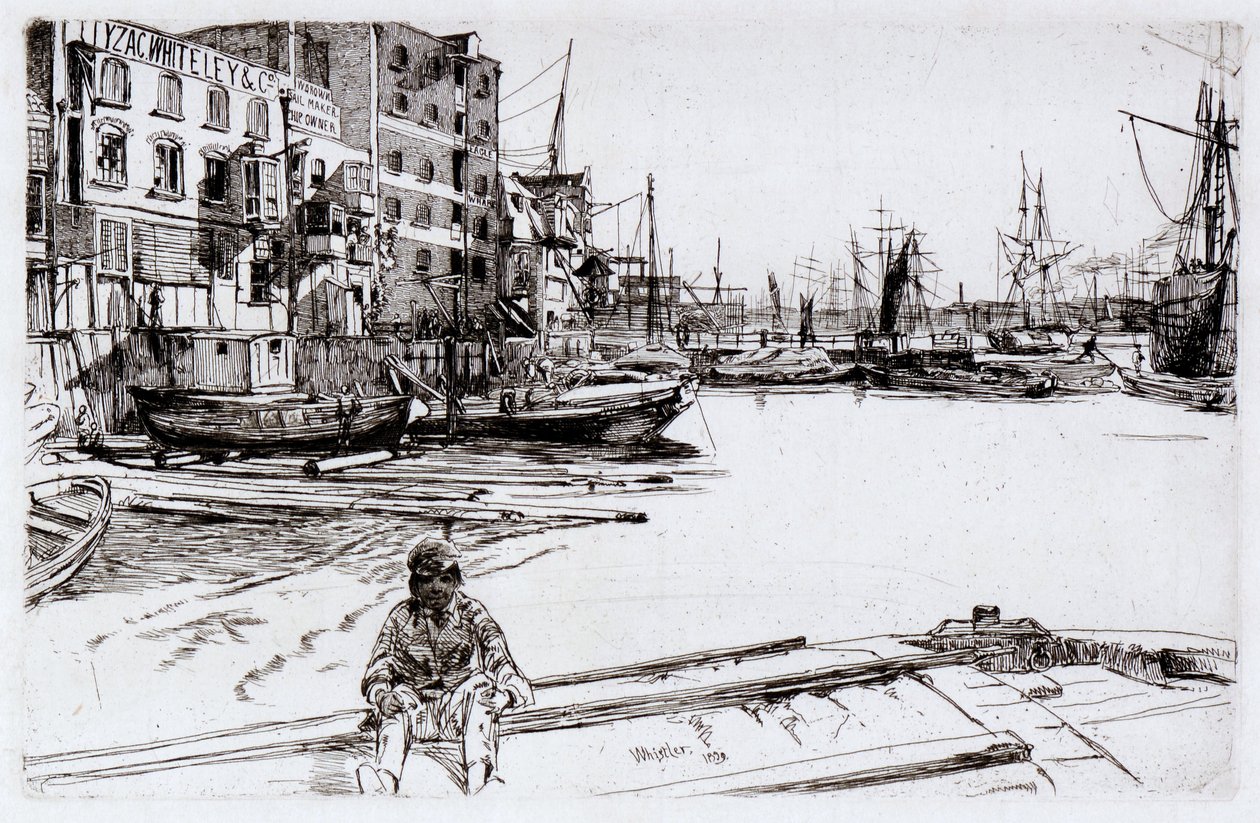 Eagle Wharf (Tyzac, Whitely och Co) av James Abbott McNeill Whistler