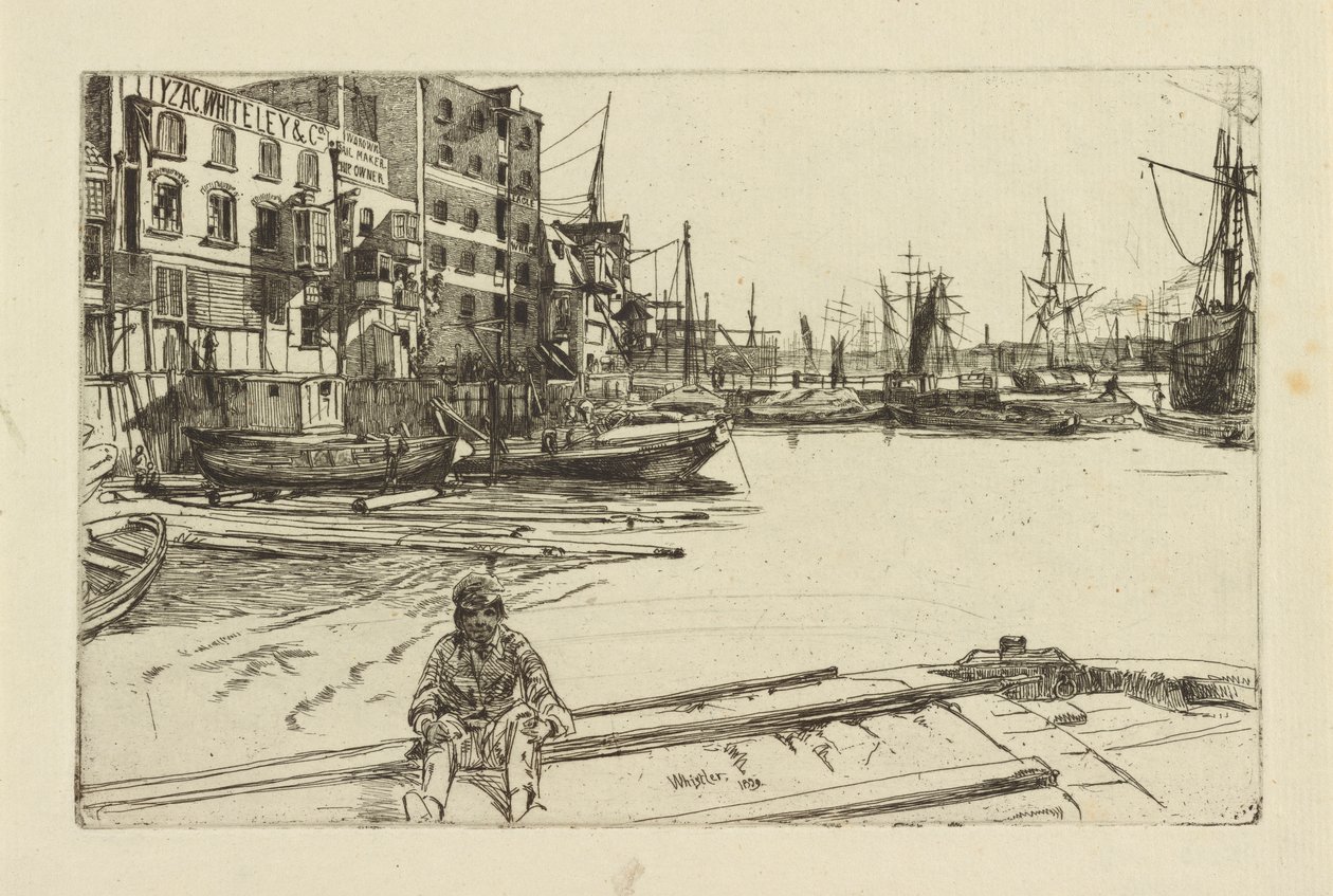 Eagle Wharf Tyzac Whiteley och Co., 1859. av James Abbott McNeill Whistler
