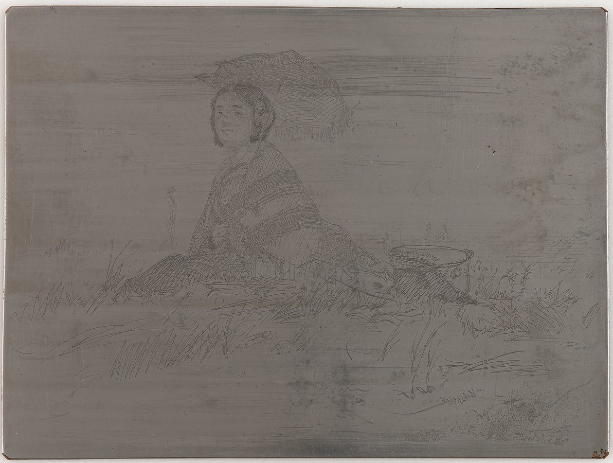 En Plein Soleil. Oannullerad tallrik från Twelve Etchings from Nature The French Set, 1858. av James Abbott McNeill Whistler