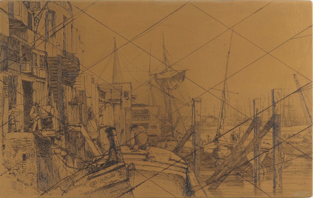 Etsplåt: Limehouse, 1859. av James Abbott McNeill Whistler