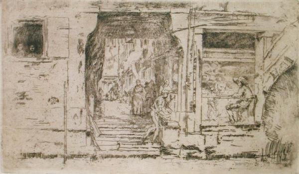 Fiskaffär, Venedig (etsning) av James Abbott McNeill Whistler
