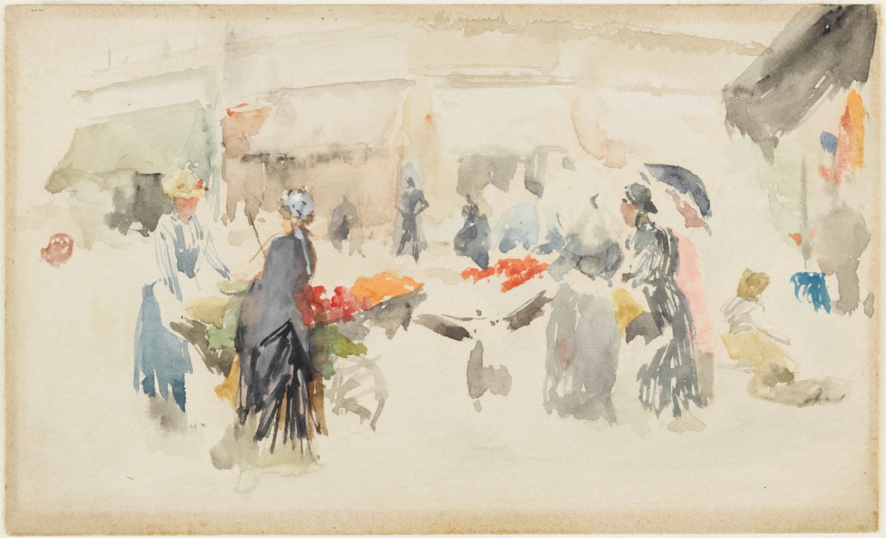 Blomstermarknad-Dieppe av James Abbott McNeill Whistler