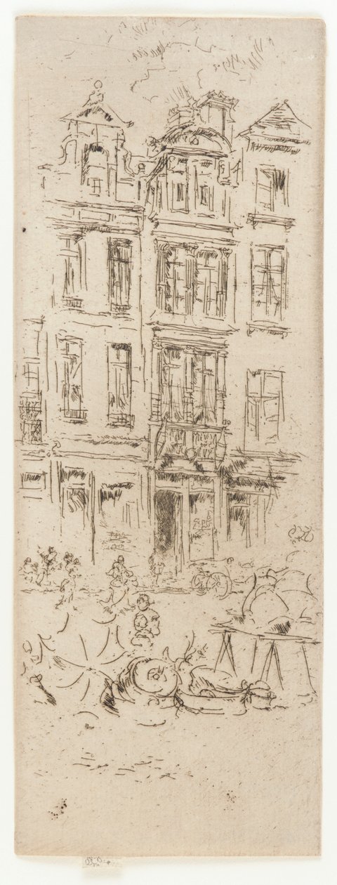 Blomstermarknad, Bryssel, 1887. av James Abbott McNeill Whistler