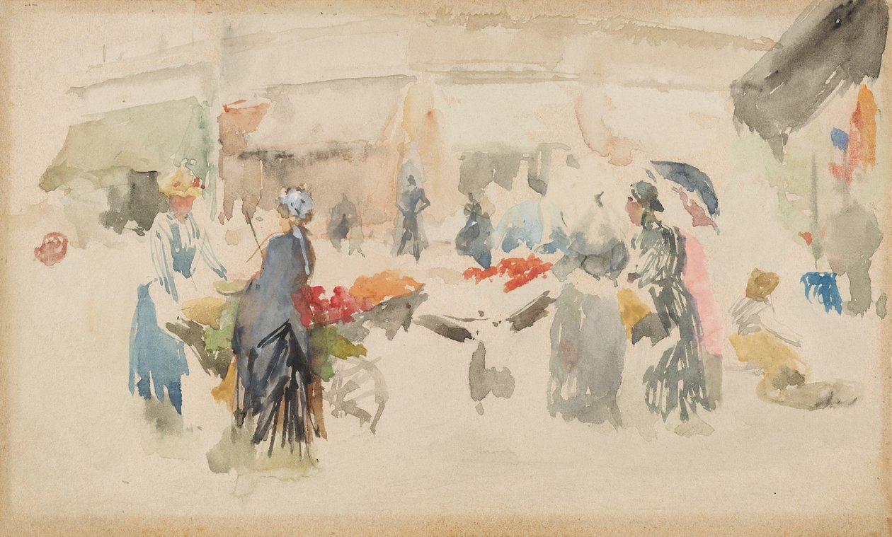 Blomstermarknad: Dieppe, 1885. av James Abbott McNeill Whistler