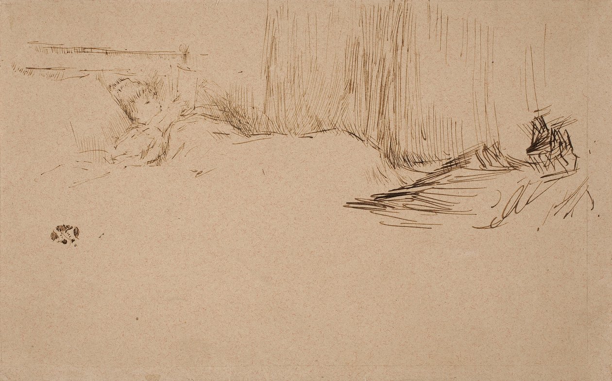 Flickan läser i sängen, ca 1882 av James Abbott McNeill Whistler