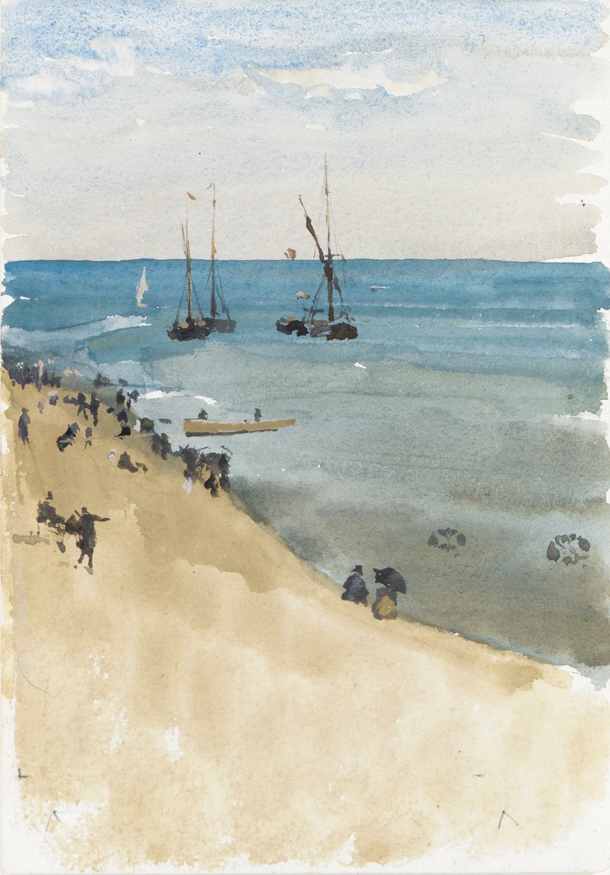 Grönt och silver - The Bright Sea, Dieppe, ca 1883-85 (akvarell och gouache på papper) av James Abbott McNeill Whistler