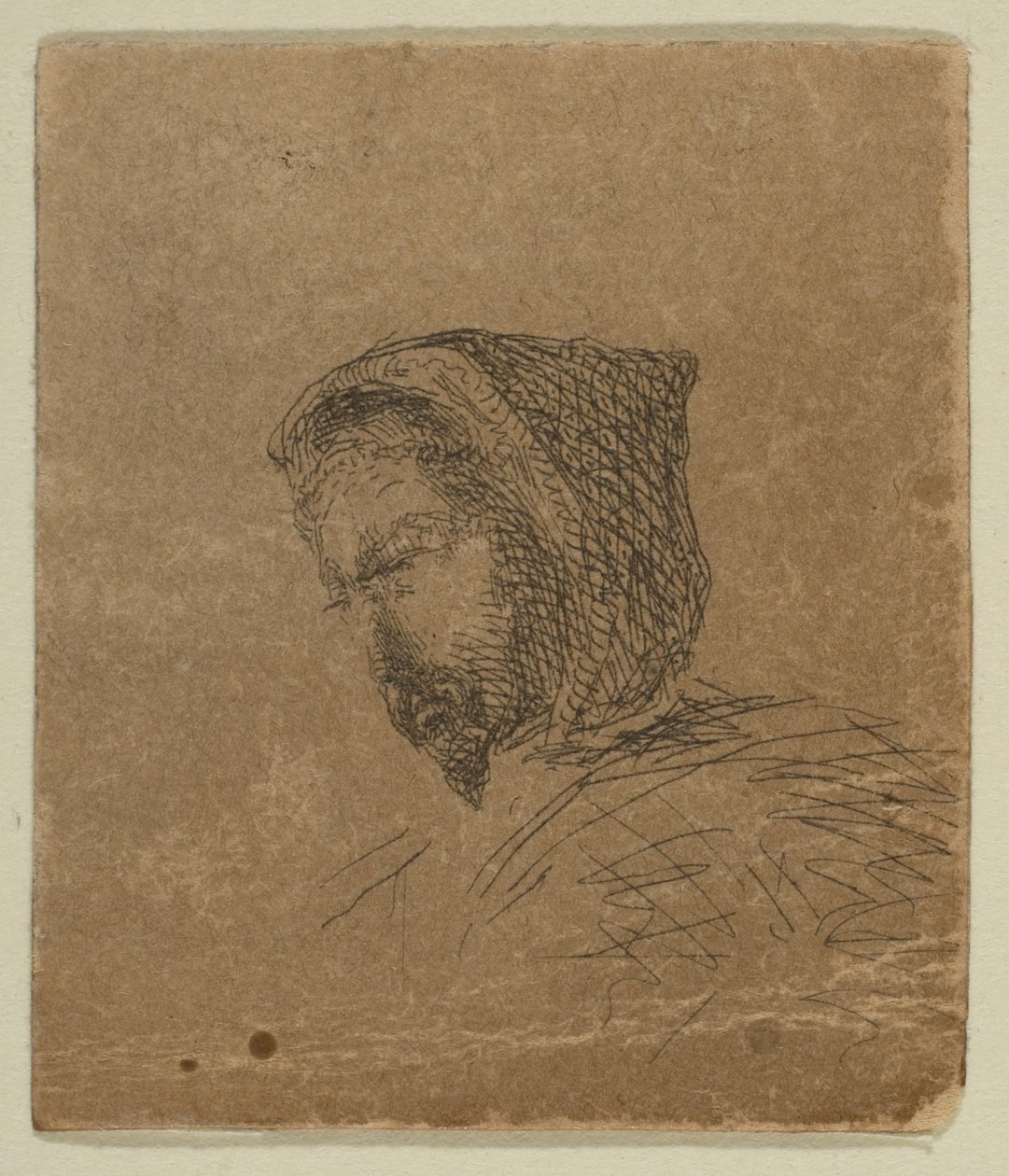 Huvhuvudhuvud från skisser på kustundersökningsplattan, 1854-55. av James Abbott McNeill Whistler
