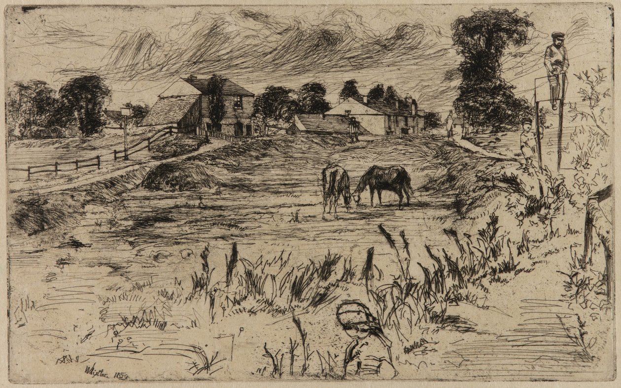 Landskap med hästar, 1859. av James Abbott McNeill Whistler