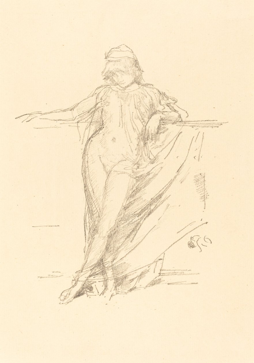 Liten draperad figur, lutande, 1893. av James Abbott McNeill Whistler