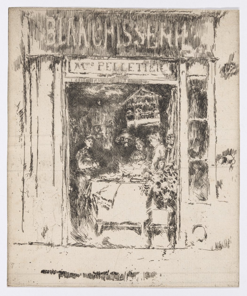 Mme Pelletier, Blanchisserie, Paris, ca 1892-93 (etsning; bläck på papper) av James Abbott McNeill Whistler