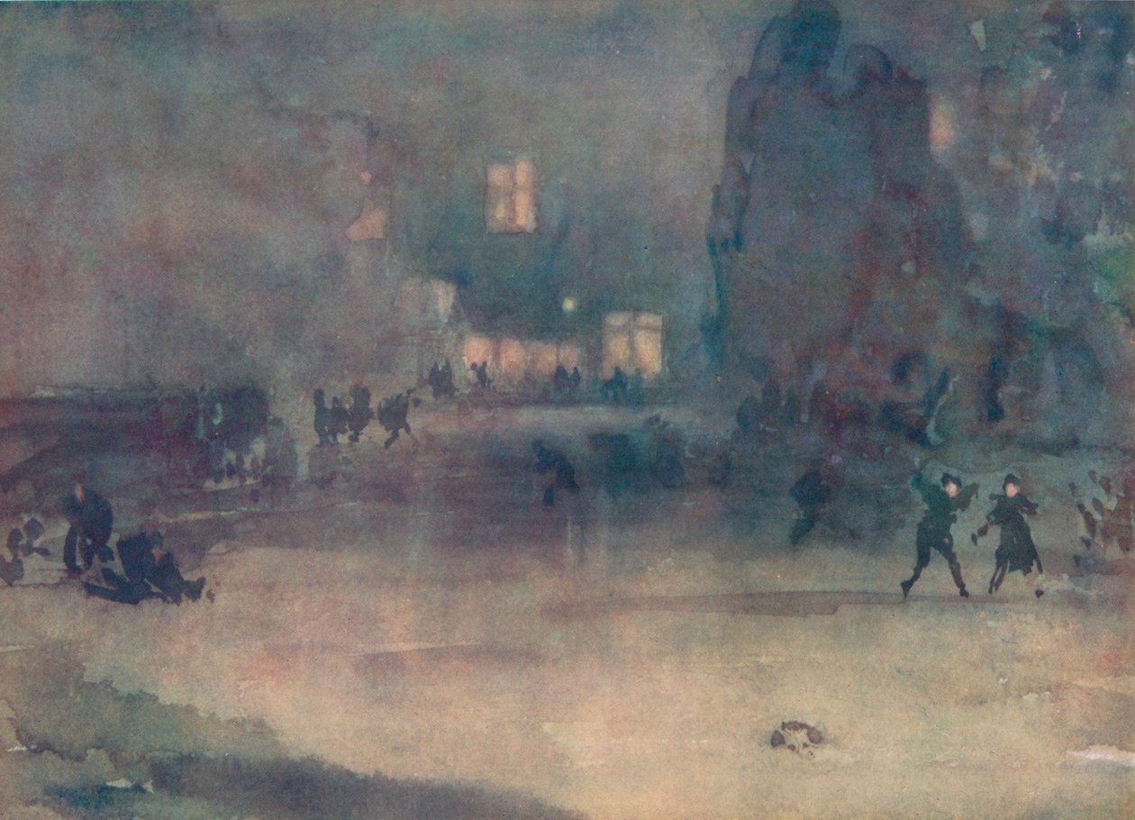 Nocturne - Amsterdam i snö, 1882, 1904 av James Abbott McNeill Whistler