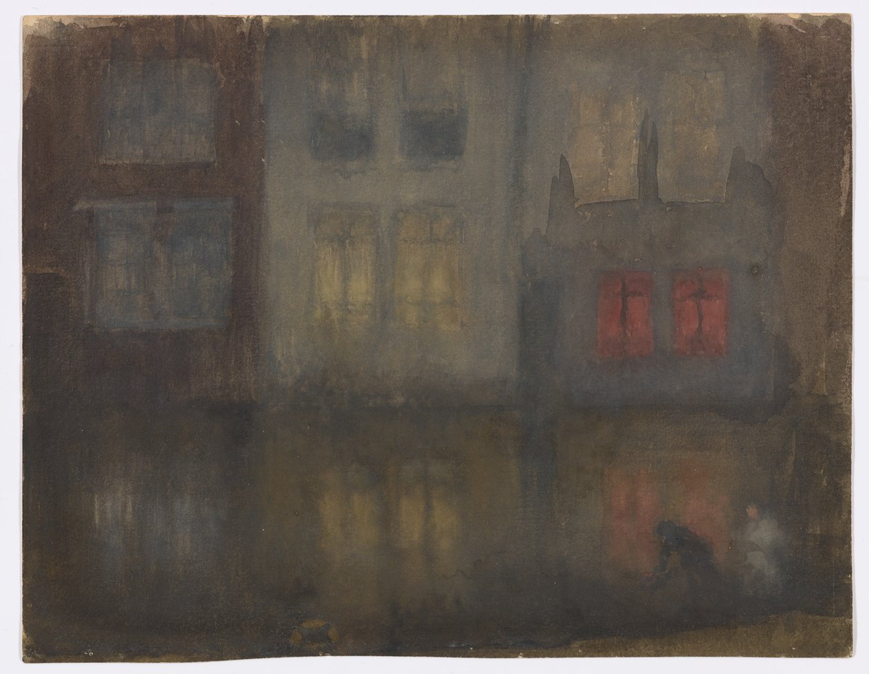 Nocturne: Svart och röd-Backa kanalen, Holland av James Abbott McNeill Whistler